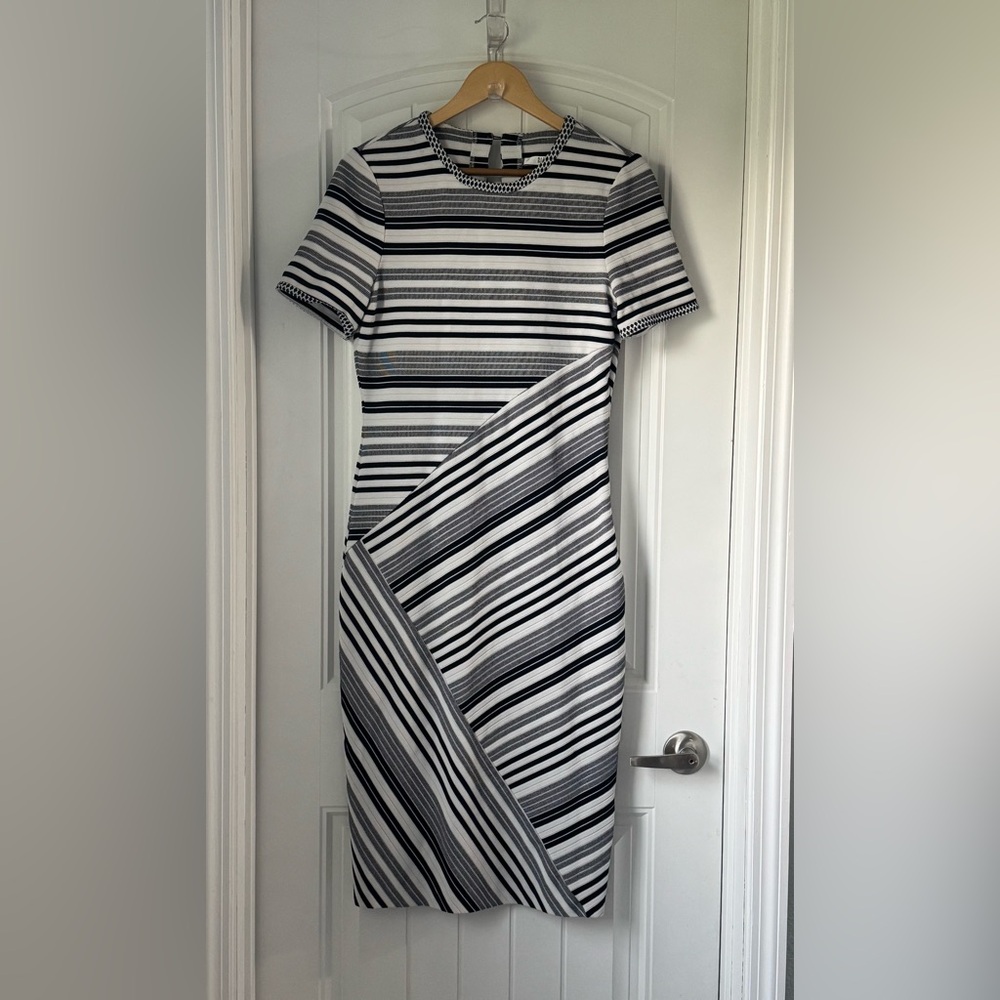 Badgley Mischka Navy Stripe Dress